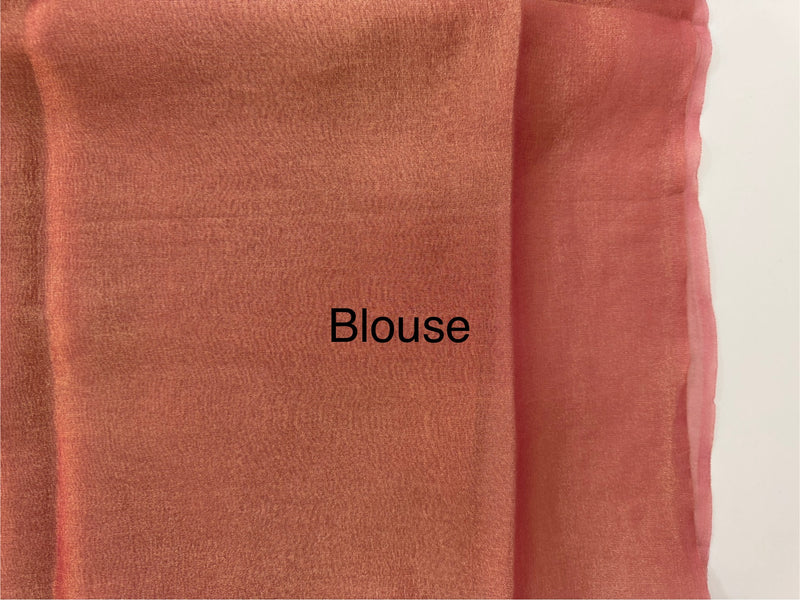Dual tone Crush silk Organza Applique work saree MS14567- DuskyPeachPink