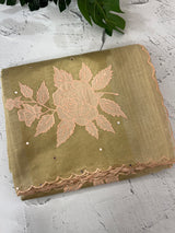 Copper Tissue silk saree with applique work MSH252