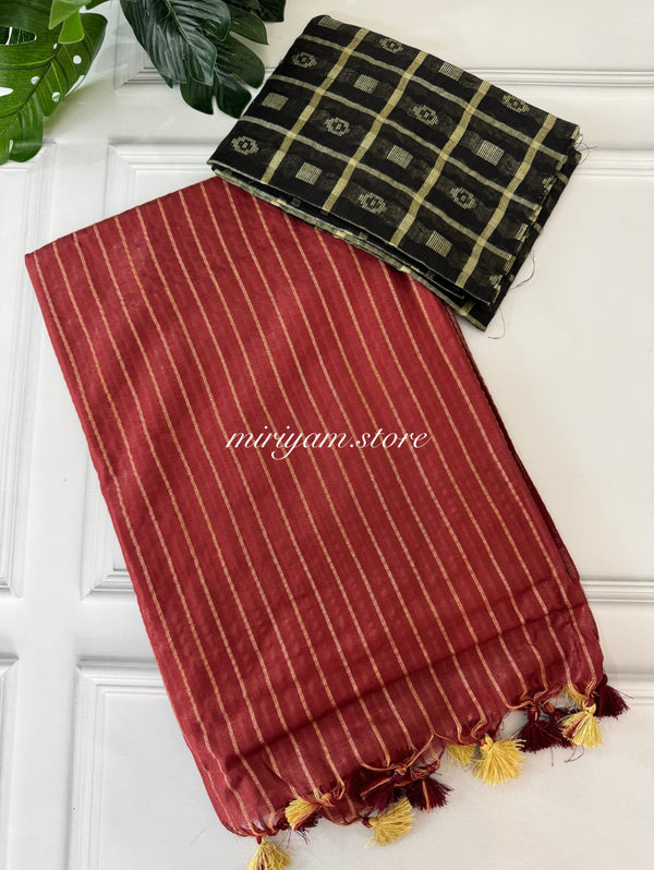 Dupion soft silk saree MDSS435 Maroon Red