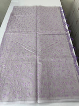 Moonga checks saree with embroidery MSH219 Lavender
