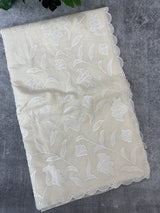 Mul chanderi applique work saree  MSH115 - Offwhite