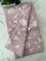 Mul chanderi applique work saree  MSH146 Lavender