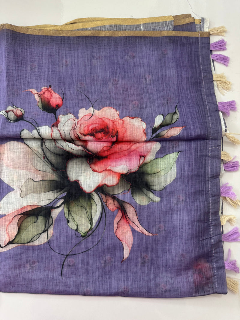 Digital printed semi Linen Saree MLS615- 8