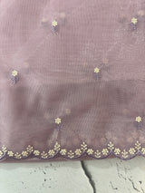 Glassy tissue organza saree with embroidery FKSF121- Lilac