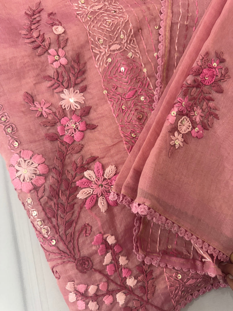 Handworked Tissue silk saree FBLK162 Pink