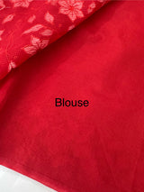 Kota Moonga checks Applique work saree  MSH141(3)- Red