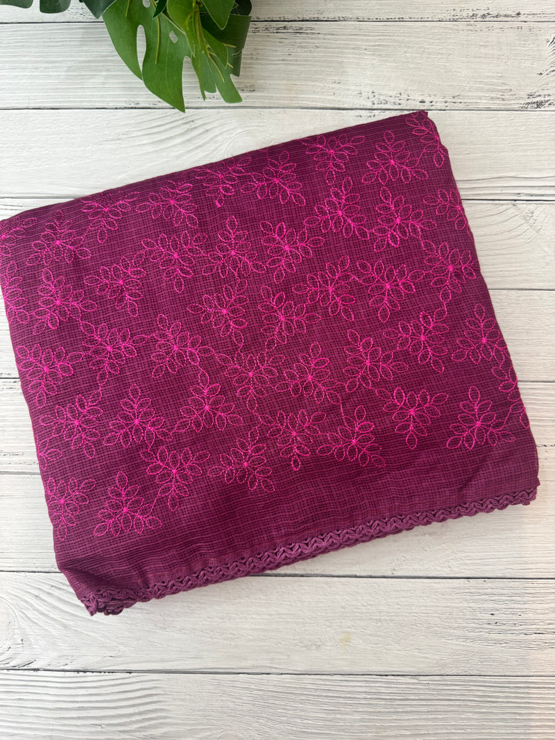 Soft kota checks saree with embroidery SDJCS21