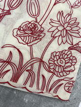 Mul chanderi embriodery saree  MSH135 - Offwhite & Red