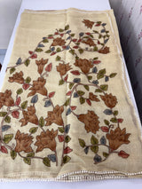 Tissue linen saree with applique work MLS5478