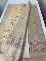 Tissue silk saree with embroidery MSH235
