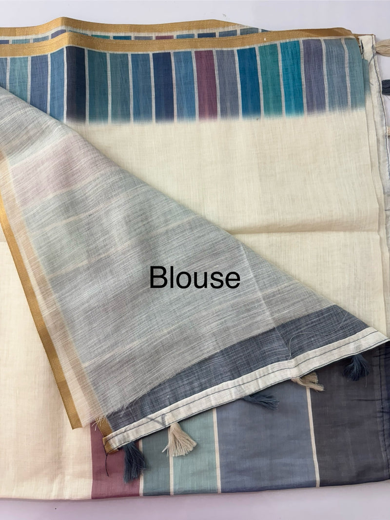 Rainbow semi Linen Saree MLS615- 12