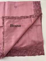 Blended tussar saree with cutwork - OnionPink