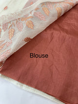Tissue silk saree with zari checks and applique work  MSH105- Offwhite to DuskyPeach