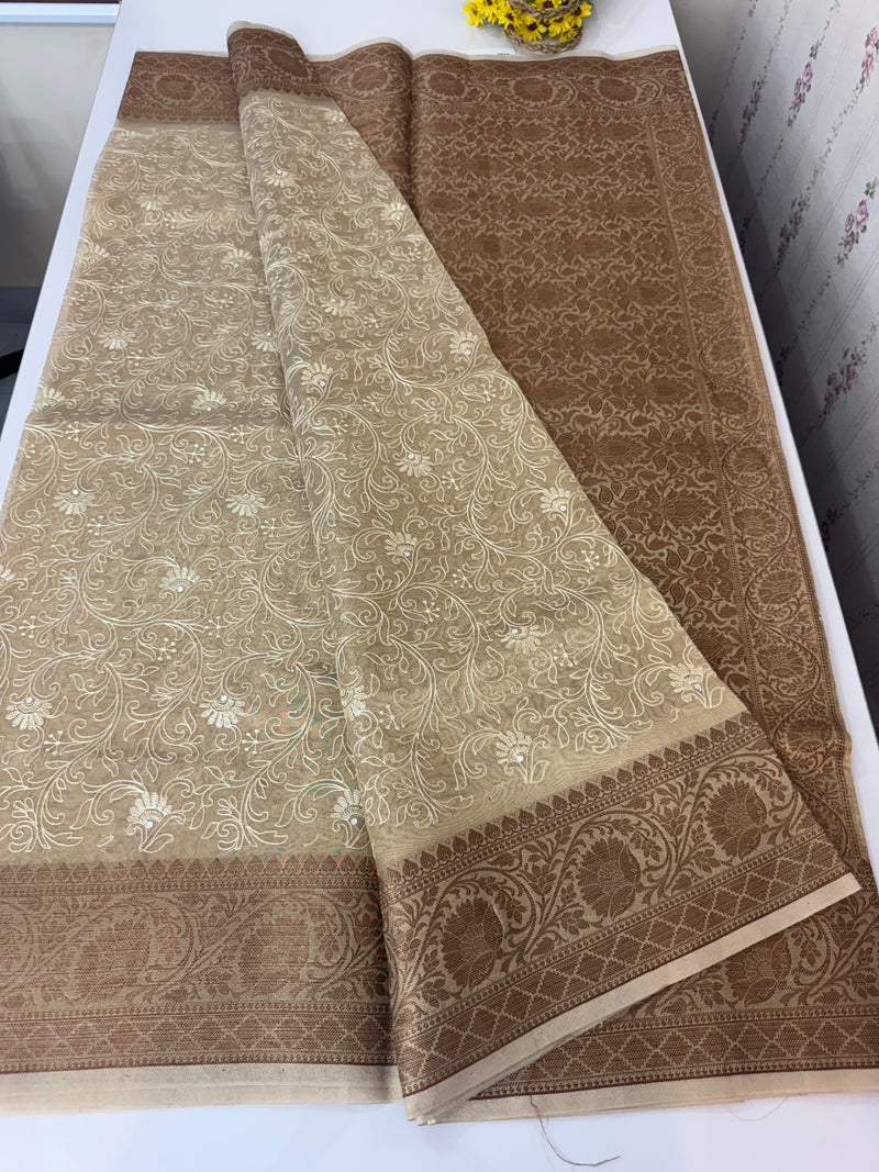 Embroidered Designer Tissue silk saree MS8933