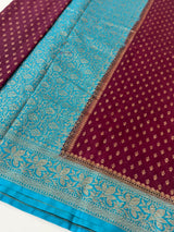 Banarasi viscose Georgette saree MKGS611- Wine to CobaltBlue