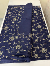 Soft kota checks saree with embroidery MSK2158- DarkBlue