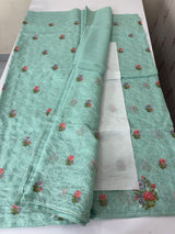 Semi linen saree with embroidery- MS15167
