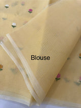 Kota checks saree with embroidery MS7680 Yellow