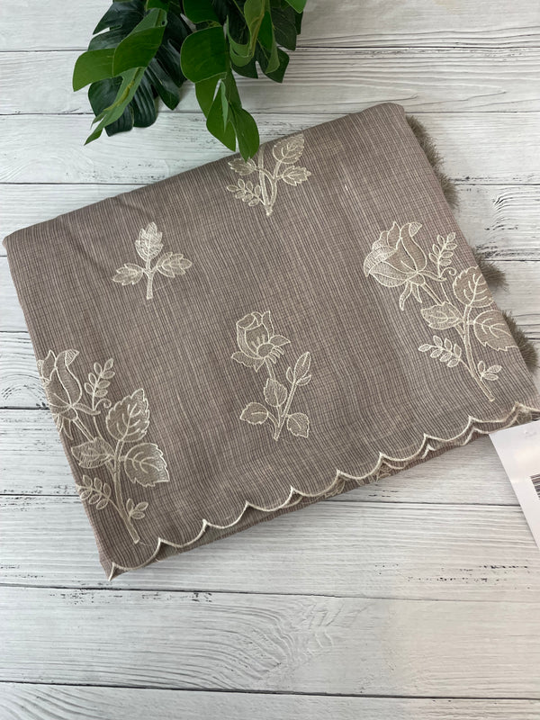 Silky kota embroidery saree 
MSK890 NudeBrown