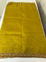 Crush Organza embroidery saree MS14567- Greeny Mustard