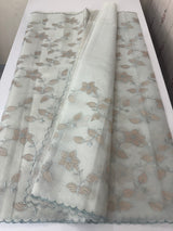 Viscose Organza saree with applique work-MSH238 Ash