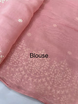 Soft Chanderi saree with  embroidery borders- MCK77 PeachPink