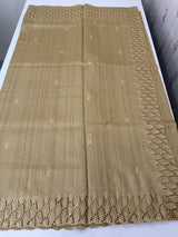 Semi tussar saree with cutwork MSHK566 Chiku