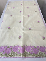 Mul chanderi embriodery saree with scalloped borders MSH176