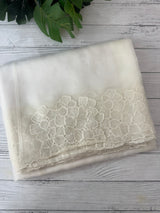 Semi organza saree with embroidery & scallop border - MSH901 OffWhite