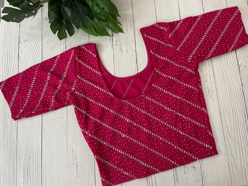 Stretchable Readymade blouse with sequence work- MSBL
