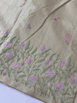 Crepe semi tussar silk saree with embroidery - SEFNCCM