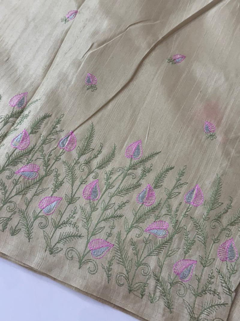 Crepe semi tussar silk saree with embroidery - SEFNCCM
