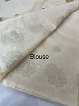 Supernet saree with cross stitch embroidery MSH116 - Beige