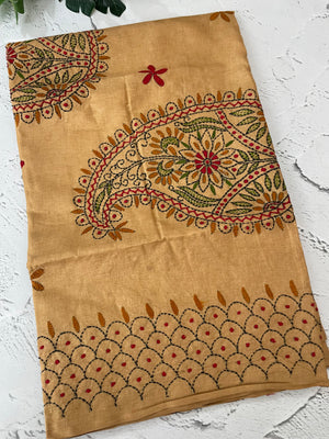 Kanta Handstitched Blended tussar silk saree MS15831
