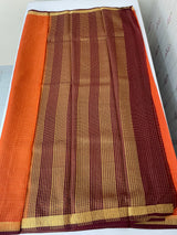 Crepe chiffon saree with small checks zari weaving  MS81890