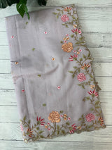 Mul chanderi saree with embriodery borders MSH113 - DuskyLavender