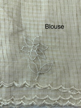 Chanderi tissue silk saree with applique work MS5541- Beige