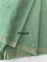 Mul chanderi applique work saree with zari buttas all over  MSH161