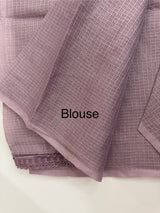 Kota checks saree with embroidery SVTS34 - DuskyLavender