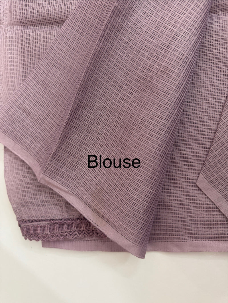 Kota checks saree with embroidery SVTS34 - DuskyLavender