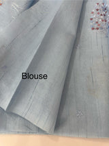 Crushed Blended tussar silk saree with  embroidery- MSB7980 PowderBlue