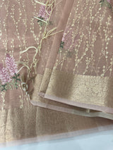Tissue Silk embriodery saree MS49892 Pastel PeachPink