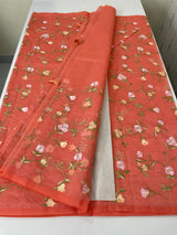 Kota Supernet embriodery saree SHSNYNM- DarkPeach