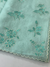 Soft kota silk saree with applique embroidery and scalloped border MS15232