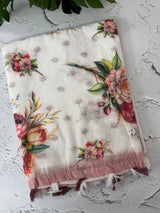 Digital printed & embroidered semi Linen Saree MLS616 (1)