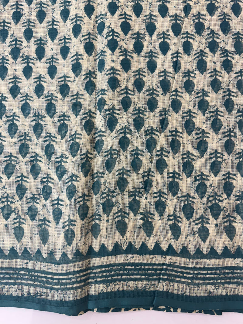 Hand block printed pure kota doria saree MBKD458