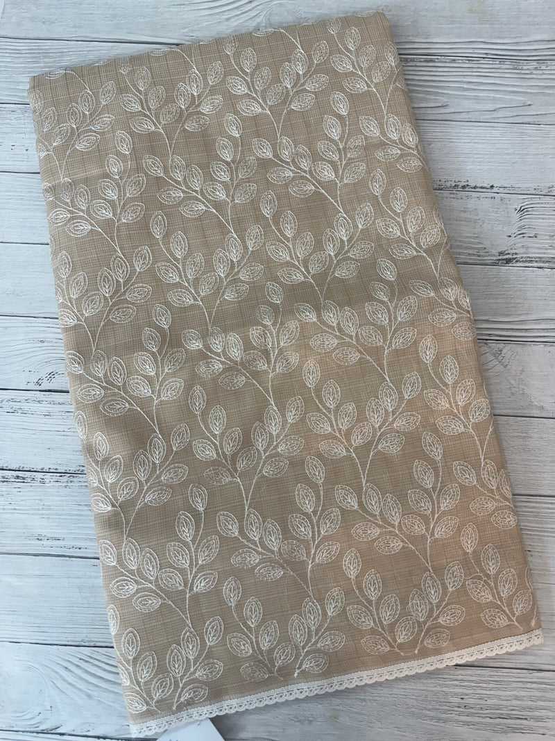 Kota cotton silk embriodery saree MS1455- Beige