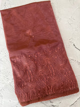 Glass tissue organza saree with embroidery MSF121 (3) Metallic DarkPeach