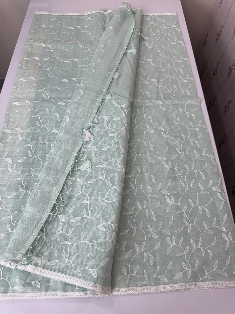 Kota embriodery saree MS1455 Pastel BluishGreen