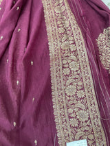 Semi banarasi Crepe Chiffon saree - MS1499 WINE
